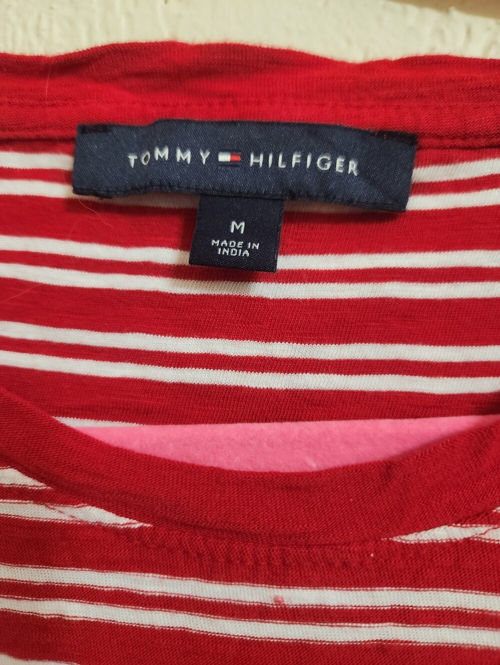 Tommy Hilfigar Red and White Striped Short Sleeve Tee Size Meduim - Picture 3 of 7